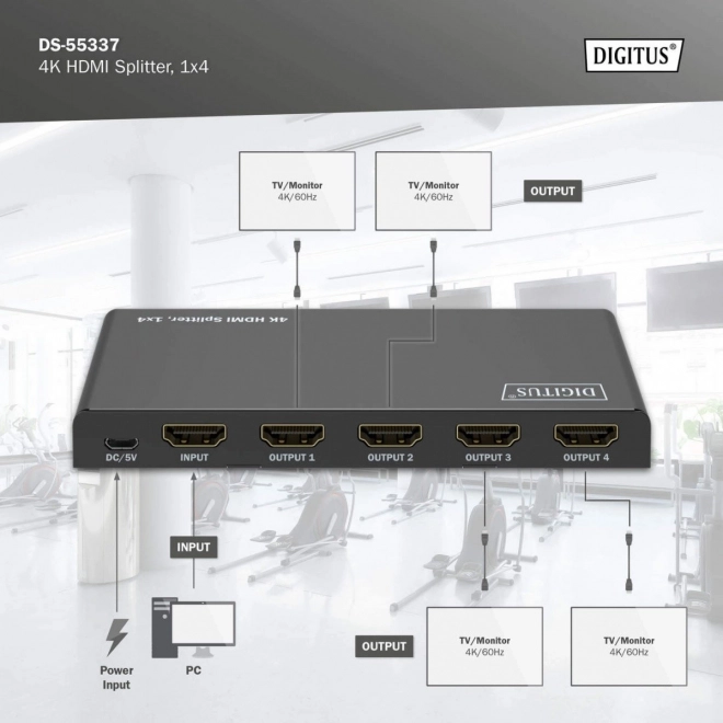 HDMI Splitter 1x4 with 4K HDR Support