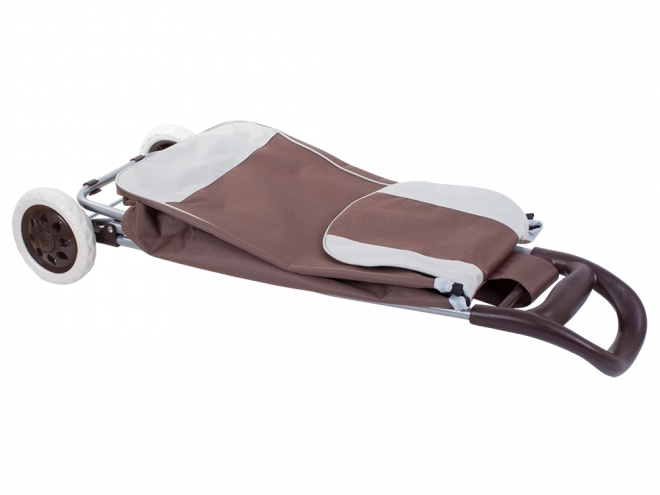 Brown Foldable Shopping Trolley with Wheels