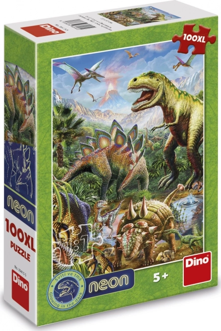 Svjetleće puzzle svijet dinosaura 100 XL dijelova