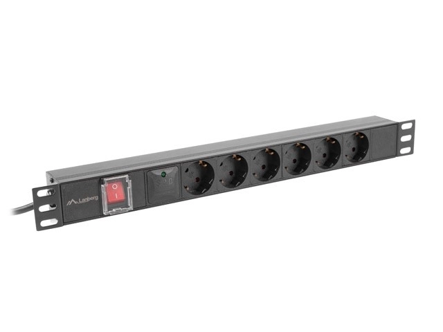 Power Strip Rack PDU 19 inch 1U 16A 5xSchuko 2m Black