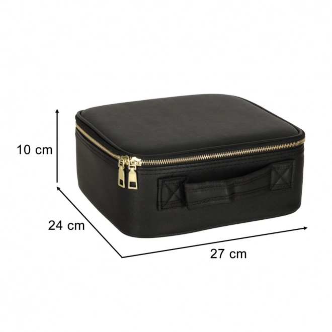 Black Travel Cosmetic Organizer with LED Mirror