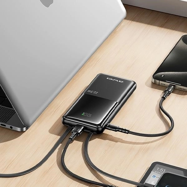 Powerbanka 10000mAh P76K 22,5W 4 nabíjecí výstupy dva kabely