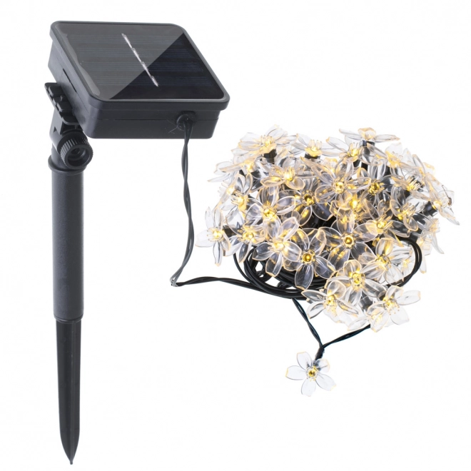 Luci Solari da Giardino Fiori 7m 50 LED Bianco Caldo