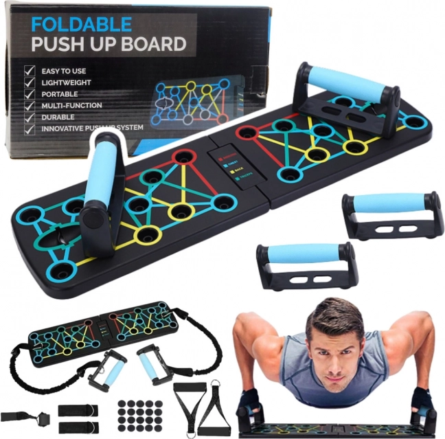 Foldable Push-Up Board with Resistance Bands 15 in 1
