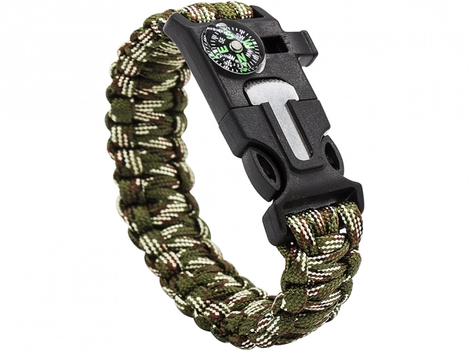 Bracciale di sopravvivenza 5 in 1 con bussola, acciarino e corda paracord