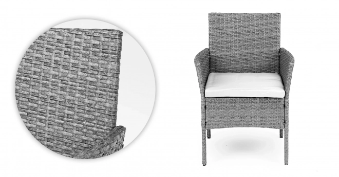 Garden furniture set with rattan look – table and chairs grey MultiGarden