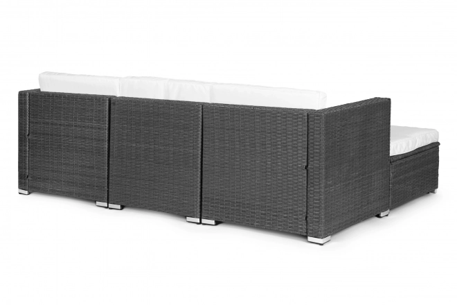 Rattan garden seating set with modular corner sofa and table grey MultiGarden