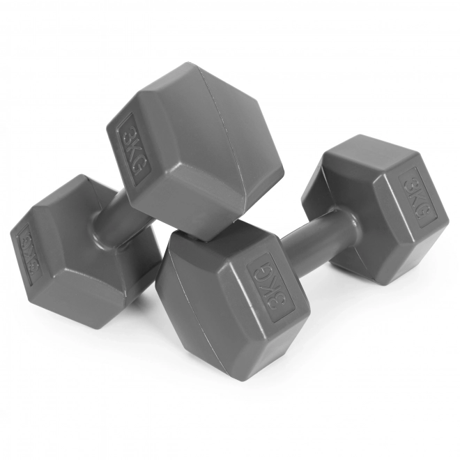 Set of Hexagonal Dumbbells 2x3 kg, Gray