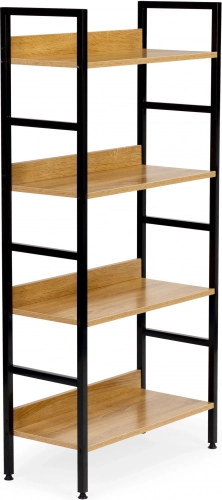 Four spacious MDF shelves with wood finish