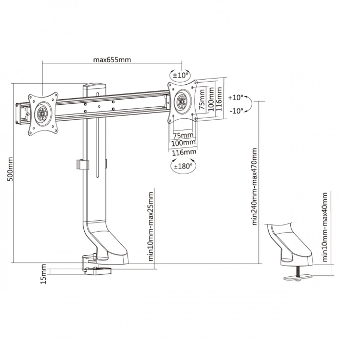Universal dual monitor stand