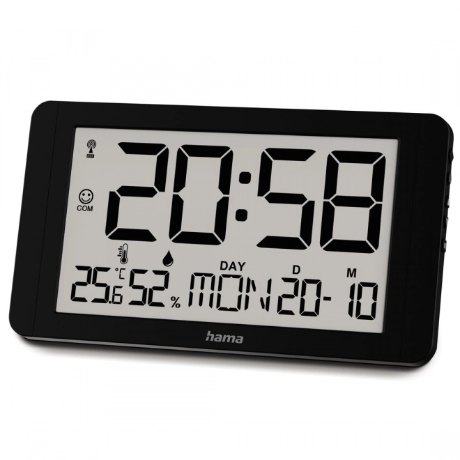 Wall Clock with DCF and Digital Display Black