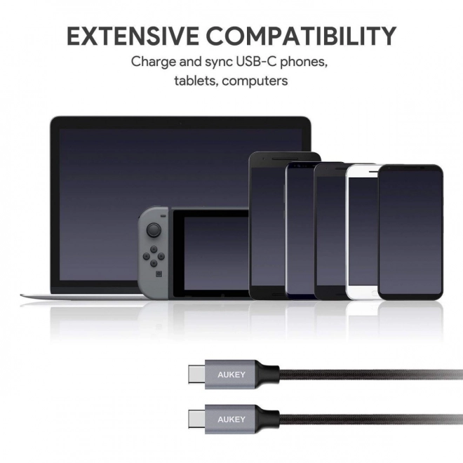 Aukey Nylon USB-C zu USB-C Schnellladekabel 2m
