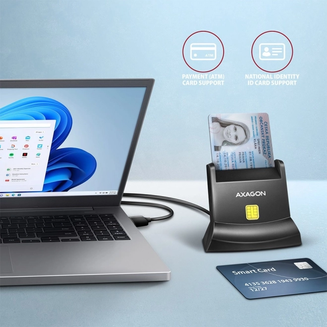 Lettore di carte ID USB con cavo 1,3m
