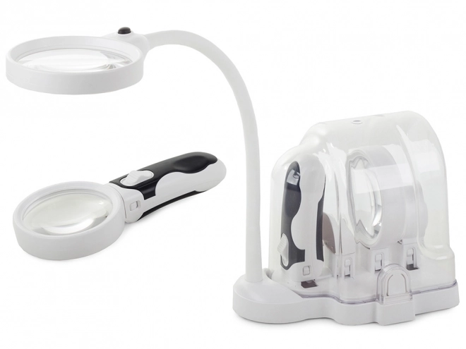 Desk Magnifier 2-in-1 INTERCHANGEABLE LENSES 6 LED Diodes