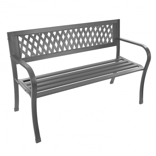 Garden bench with backrest, park bench for terrace and balcony, metal construction, graphite