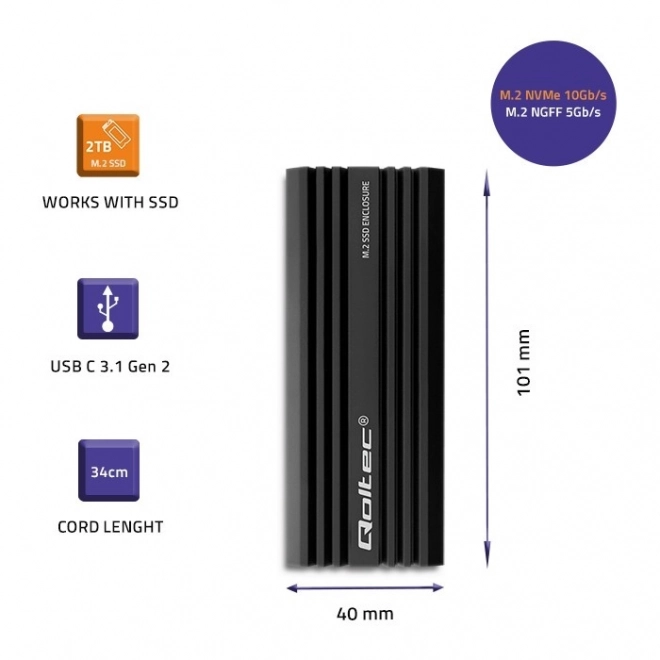 Portable ssd enclosure for m.2 drives by Qoltec