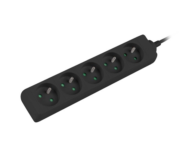 Power Strip Black 3m, 5-Outlet