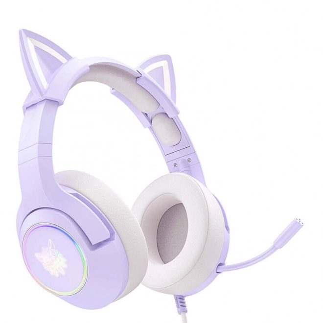 Lila Gaming-Kopfhörer mit Katzenohren