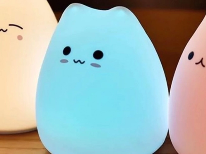 Otroška silikonska nočna lučka Mačka RGB na dotik