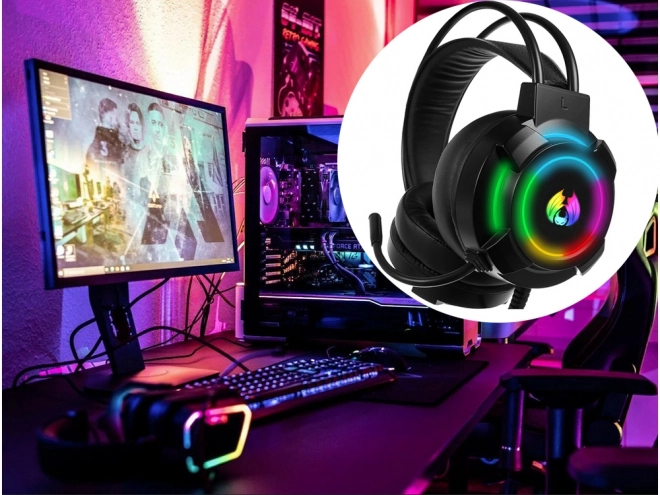 Wired Gaming Headphones with RGB LED and Microphone