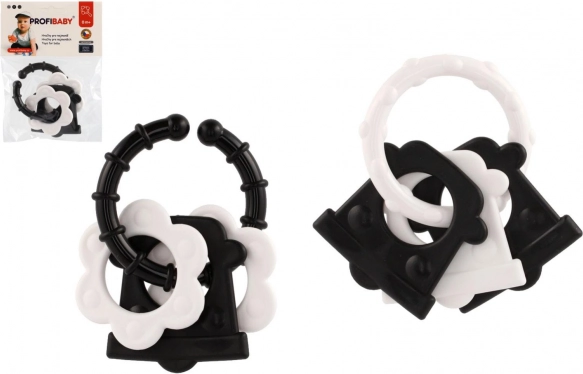 hochets à mâcher 4 formes ensemble noir et blanc pour bébés