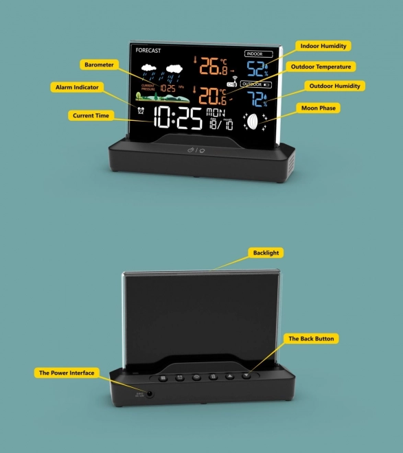 Wireless weather station with backlit display