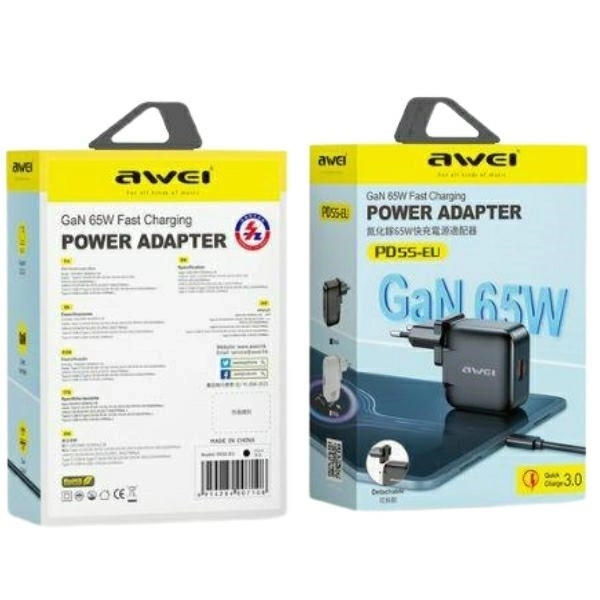 GaN 65W Fast USB and USB-C Charger
