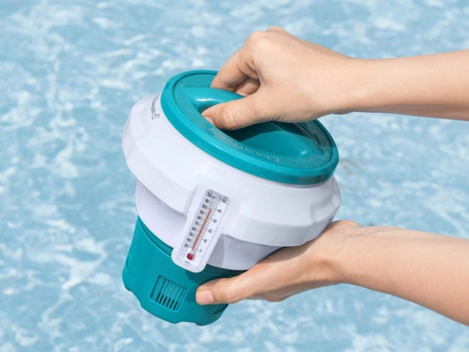 Flydende kemikaliedispenser til poolvand med termometer