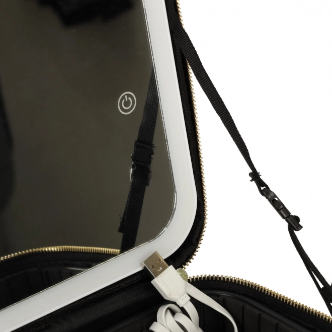 Black Travel Cosmetic Organizer with LED Mirror
