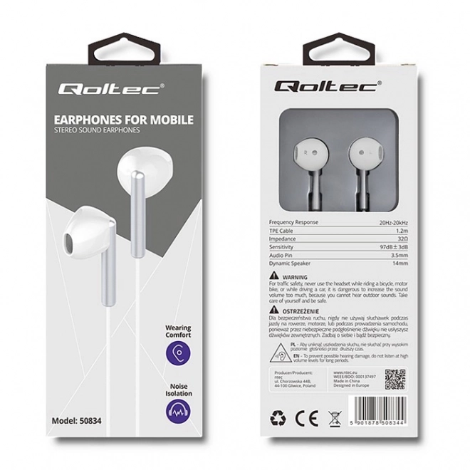White In-Ear Headphones with Microphone