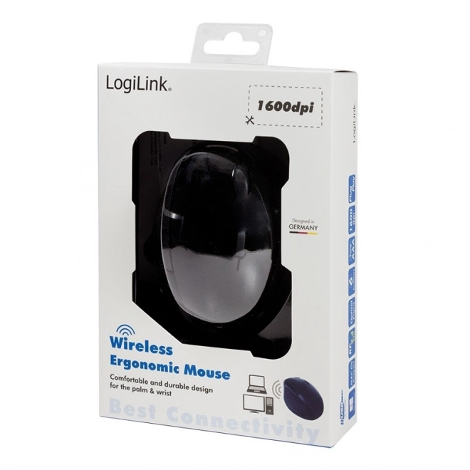 Ergonomic Wireless Optical Mouse 2.4GHz 1600dpi Black