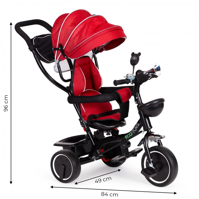 Triciclo con sedile girevole rosso