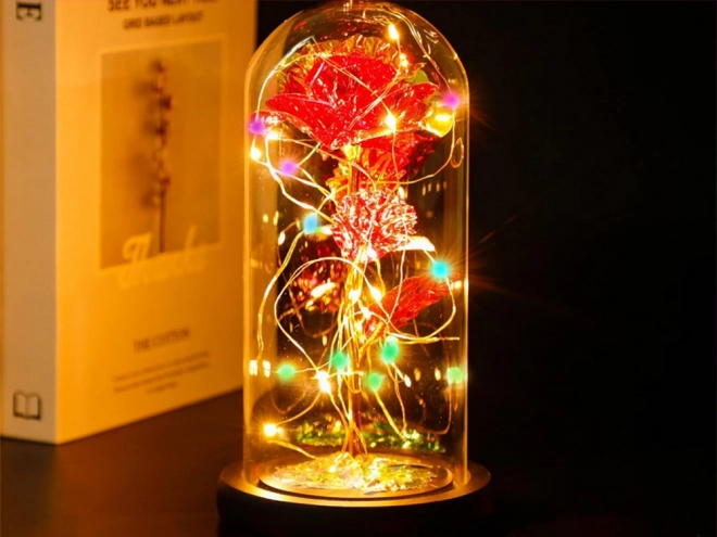 Rosa eterna con luce LED RGB in vetro
