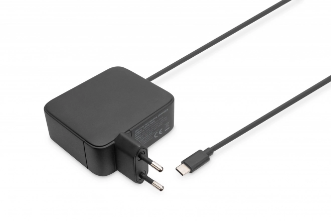 Compact GaN USB-C Charger 100W with Integrated Cable Black