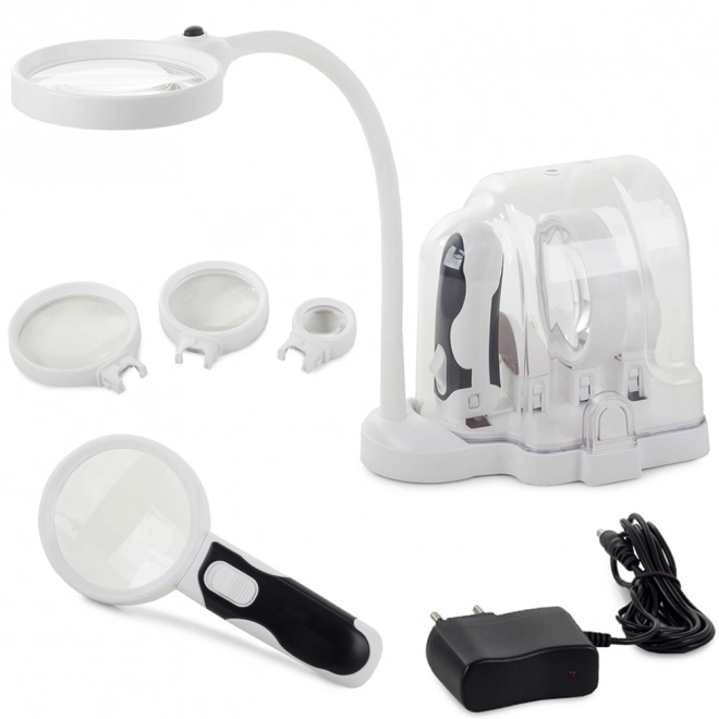 Desk Magnifier 2-in-1 INTERCHANGEABLE LENSES 6 LED Diodes