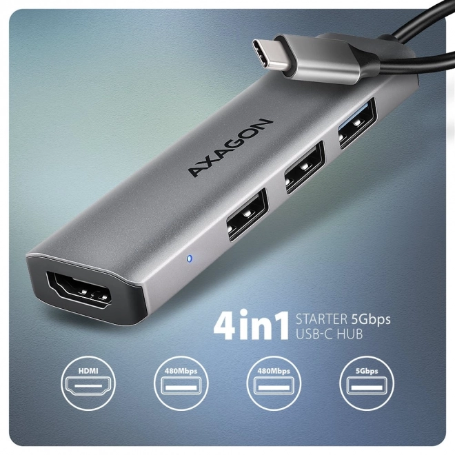 Axagon multi-port usb-c hub with hdmi