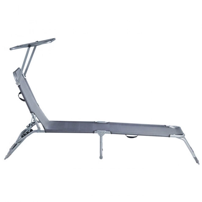 Lounger, Adjustable Garden Chair with Canopy, Gray