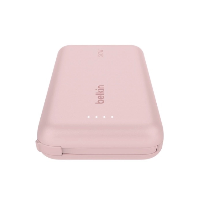 Powerbank 10000 mAh with Integrated Cable - Pink