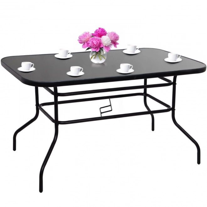 Glass Patio Table Black 120x70 cm