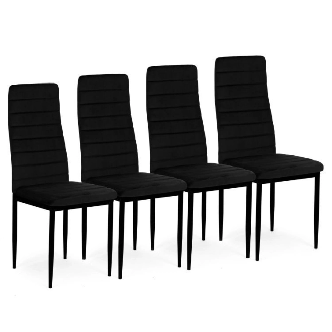 Black velvet chairs with shaped backrest - set of 4 pieces