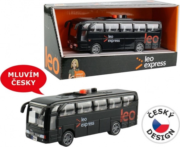 Autobus LEO EXPRESS con luci e annunci del conducente e dell’equipaggio