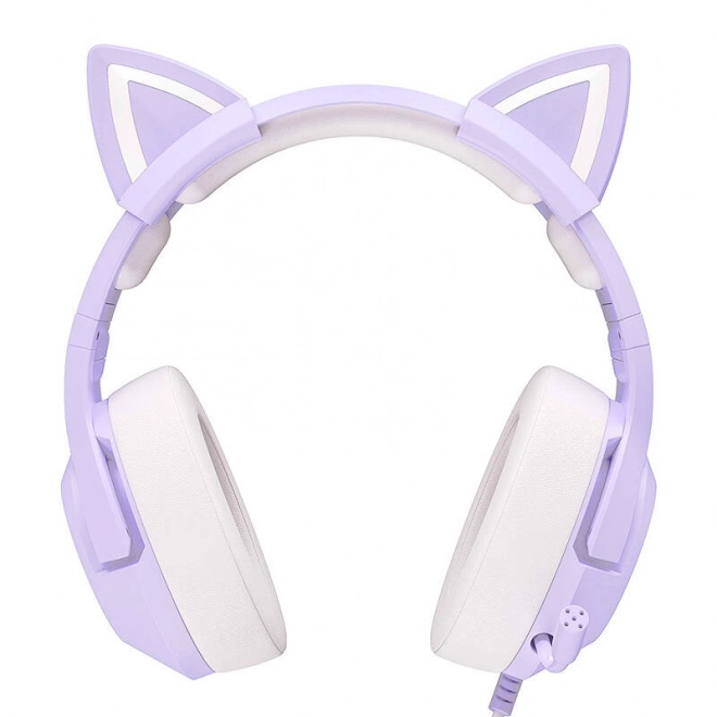 Lila Gaming-Kopfhörer mit Katzenohren