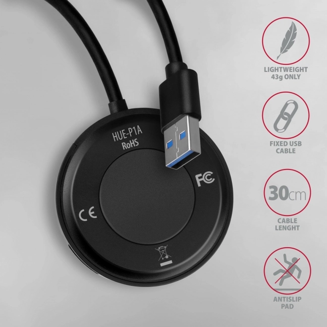 Hub USB HUE-P1A a 4 porte con cavo USB-A 30 cm