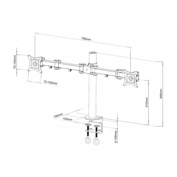 Desktop Mount for LCD/LED 13-27 inch dual 2x10 kg