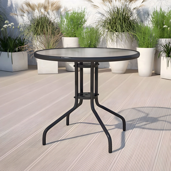 Round Garden Table 80 cm with Parasol Hole