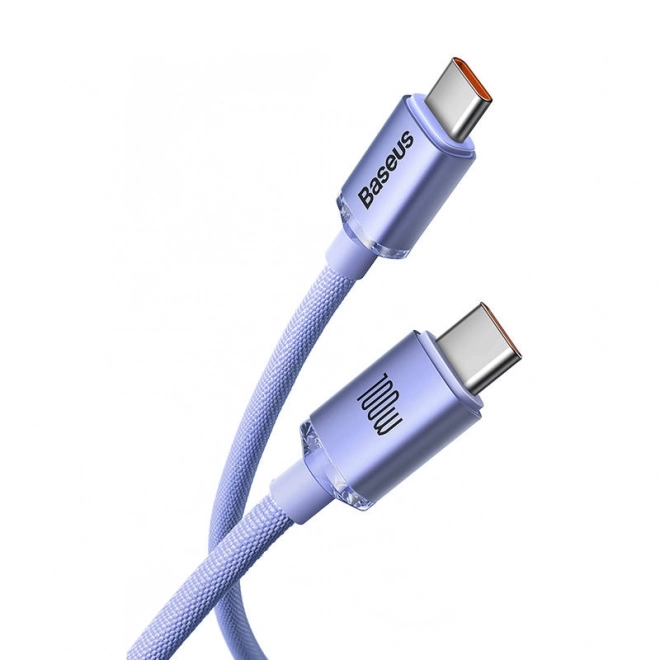 Baseus Crystal Shine USB-C auf USB-C Kabel, 100W, 1,2 m – Lila