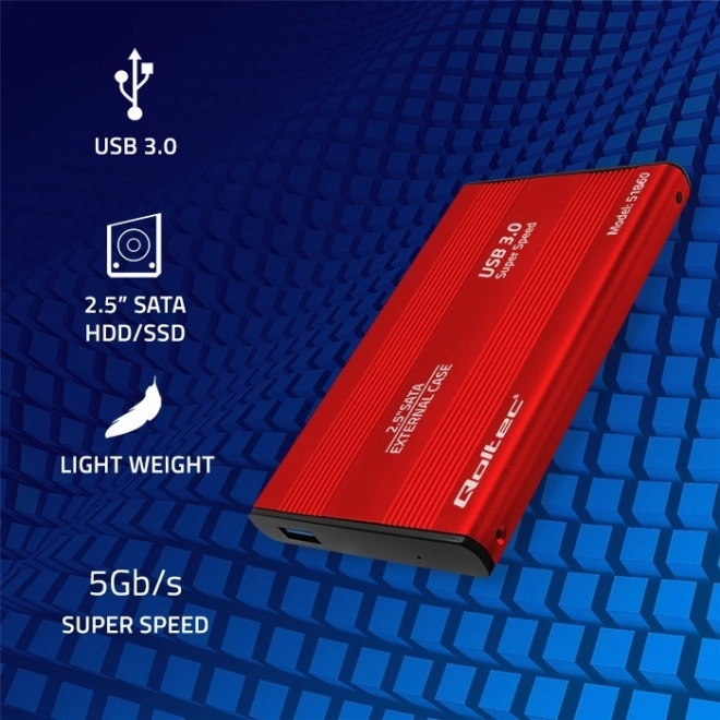 Externe behuizing voor 2.5" HDD/SSD SATA3, USB 3.0, rood