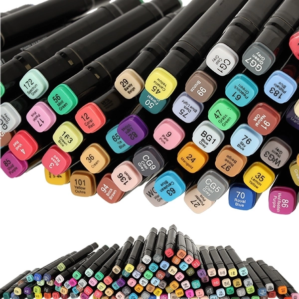 Marker alcolico doppia punta con custodia e supporto – 120 pezzi