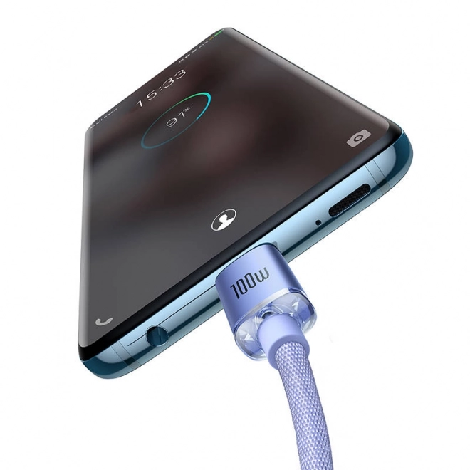 Baseus Crystal Shine USB-C auf USB-C Kabel, 100W, 1,2 m – Lila