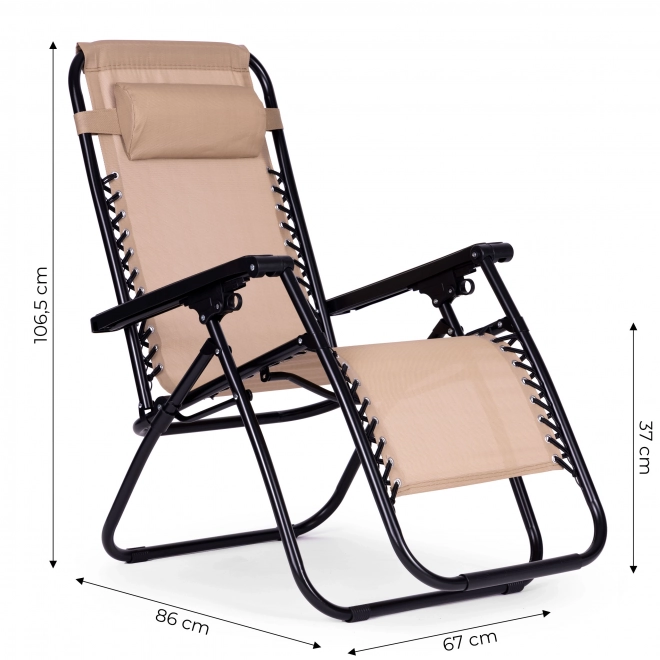 Garden chair with adjustable backrest - beige ZERO GRAVITY ModernHome